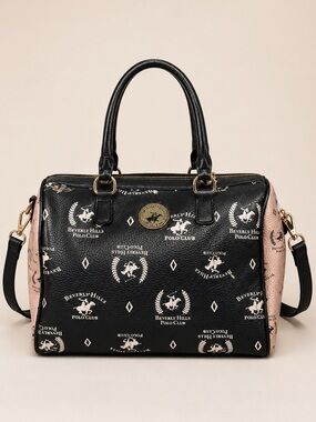 Beverly Hills Polo Club Black & Pink Logo Satchel Y2K